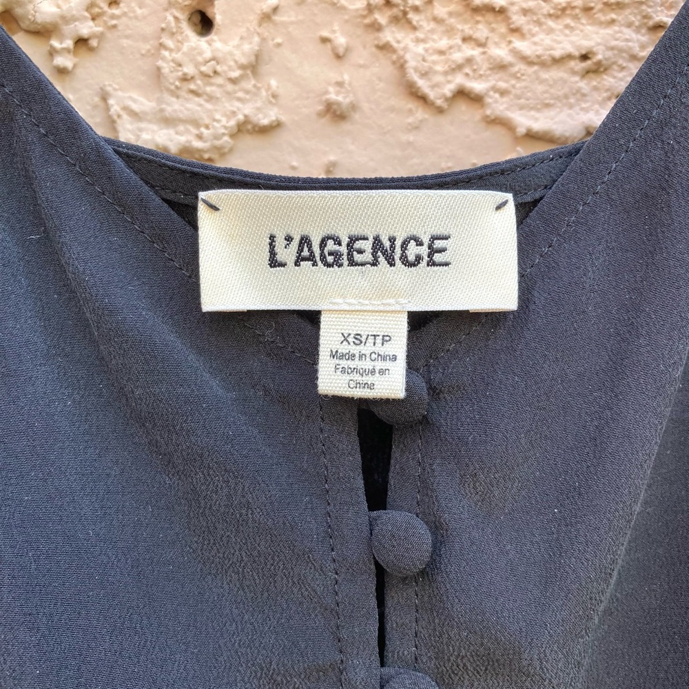 L’Agence 100% Pure Silk Black Cami Camisole Tank